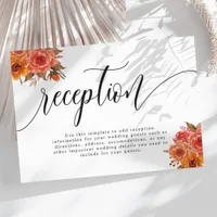  Fall Autumn Burgundy Floral Wedding Reception Enclosure Card