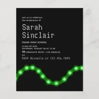 Green LED Lights Graduation Party Invitation Flyer