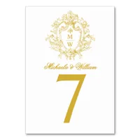 Vintage Regency Monogram Elegant Wedding Table Number