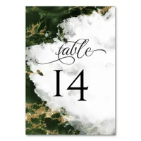 Dark Green Emerald Watercolor Geode BarefootBride™ Table Number