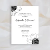 Black and White Sunflower Couples Wedding Shower Invitation