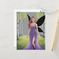 Fairy in a Purple Dress Forest Fantasy Postcard
