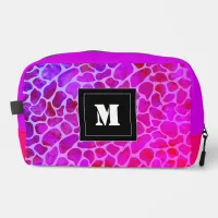 Purple and Pink Leopard Print Monogram  Dopp Kit