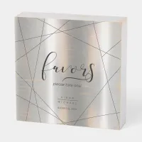 Metallic Geometric Favors Silver ID648 Wooden Box Sign