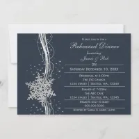 blue silver Snowflake Wedding Rehearsal Invites