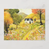 Change of Address Cottage and Flowers Postcard