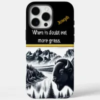 Buffalo by Mountains in Calm Landscape iPhone 16 Pro Max Case