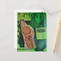 A Happy Lady Retro Ads Mixed Media Collage Postcard