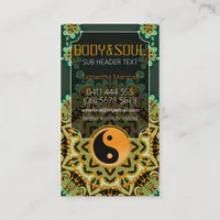 Tropical Batik Orange YinYang Yoga Business Cards