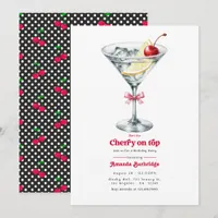 She’s the Cherry on Top Martini Birthday Party Invitation