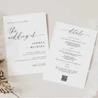 Delicate Calligraphy All in One Modern Wedding Invitation