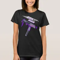 DPS Main Gamer Purple Machine Gun Dynamic Slogan T-Shirt