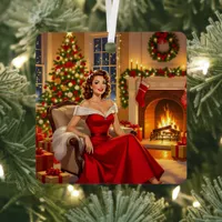 A Sweet Vintage Christmas  Metal Ornament