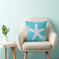 Modern Starfish Coastal Decor Throw Pillow