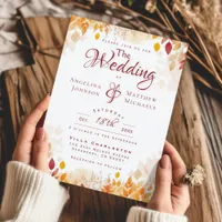 Elegant Watercolor Fall Leaves Rustic Wedding  Invitation