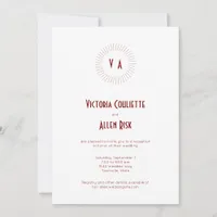 Red Monogram Circle Minimalist Reception Invitation