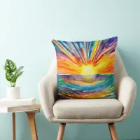 Sunset Reflection | Watercolor Art Throw Pillow