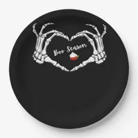 Skeleton Hand Heart Boo Season Spooky Vibe Paper Plates