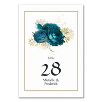 Vintage Turquoise and Gold Shabby Wedding Table Number