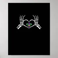 Skeleton Hand Heart Mardi Gras Vibrant Expression Poster