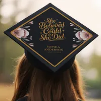 She Believed She Could | Elegant Floral Class Year Graduation Cap Topper