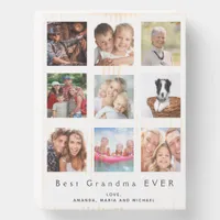 Grandmother white photo collage wooden box sign