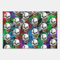 Digital Art Skull and Monarch Butterfly  Wrapping Paper Sheets