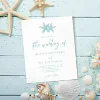 Budget Starfish Sea Glass Blue Wedding Invitation Flyer