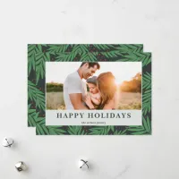 Modern Botanical Berries Green Photo    Holiday Card