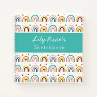 Personalized Rainbow Pattern Sketchbook Notebook