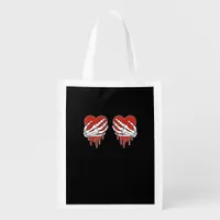 Anti Valentine Skeleton Hands Heart Goth Grocery Bag
