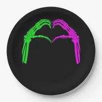 Skeleton Hands Heart Sign Retro Halloween Vintage  Paper Plates