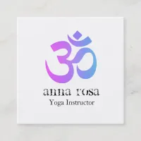 *~*  Elegant Modern Yoga Instructor Aum Om Symbol Square Business Card