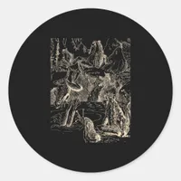 Cottagecore Goblincore Pond Snail Swimming Frog Classic Round Sticker