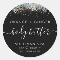 Black Holographic Glitter Body Butter Label