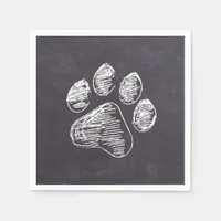 Chalkboard Paw Print - Puppy Pawty - Dog Birthday Napkins