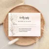 Wildflowers rose gold wedding response RSVP Note Card