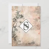* AR26 Forest Muted Monogram QR  RSVP Wedding Invitation
