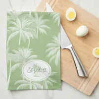 Hawaiian Palm Tree Silhouette Pattern Green ID1093 Kitchen Towel