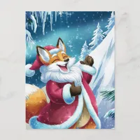 Adorable Christmas Red Fox Sings  Postcard