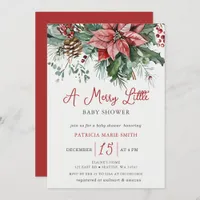 Christmas Winter Floral Merry Little Baby Shower Invitation