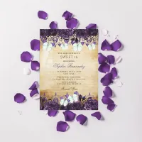 Vintage Purple Floral Butterfly Sweet 16 Invitation