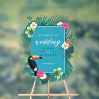 Watercolor Tropical Wedding Welcome Teal ID577 Acrylic Sign