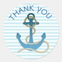 Thank You Nautical Anchor Blue White Stickers