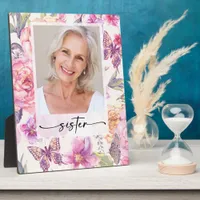 Floral Photo Sister Memorial Tribute Plaque