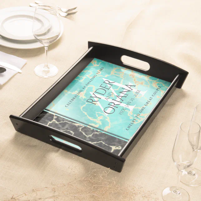 Elegant 44th Turquoise Wedding Anniversary Serving Tray