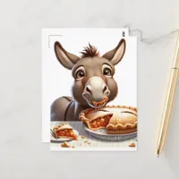 Adorable Apple Pie Donkey Postcard