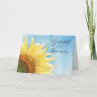Yellow Sunflower Watercolor Happy Friendship Day Card
