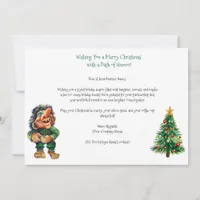 Cheeky Christmas Troll and Tree Delight  Holiday Card