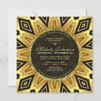 Geometric Sunflower Bridal Shower Circle Invites